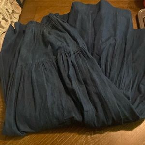 Long tiered, full jeans skirt